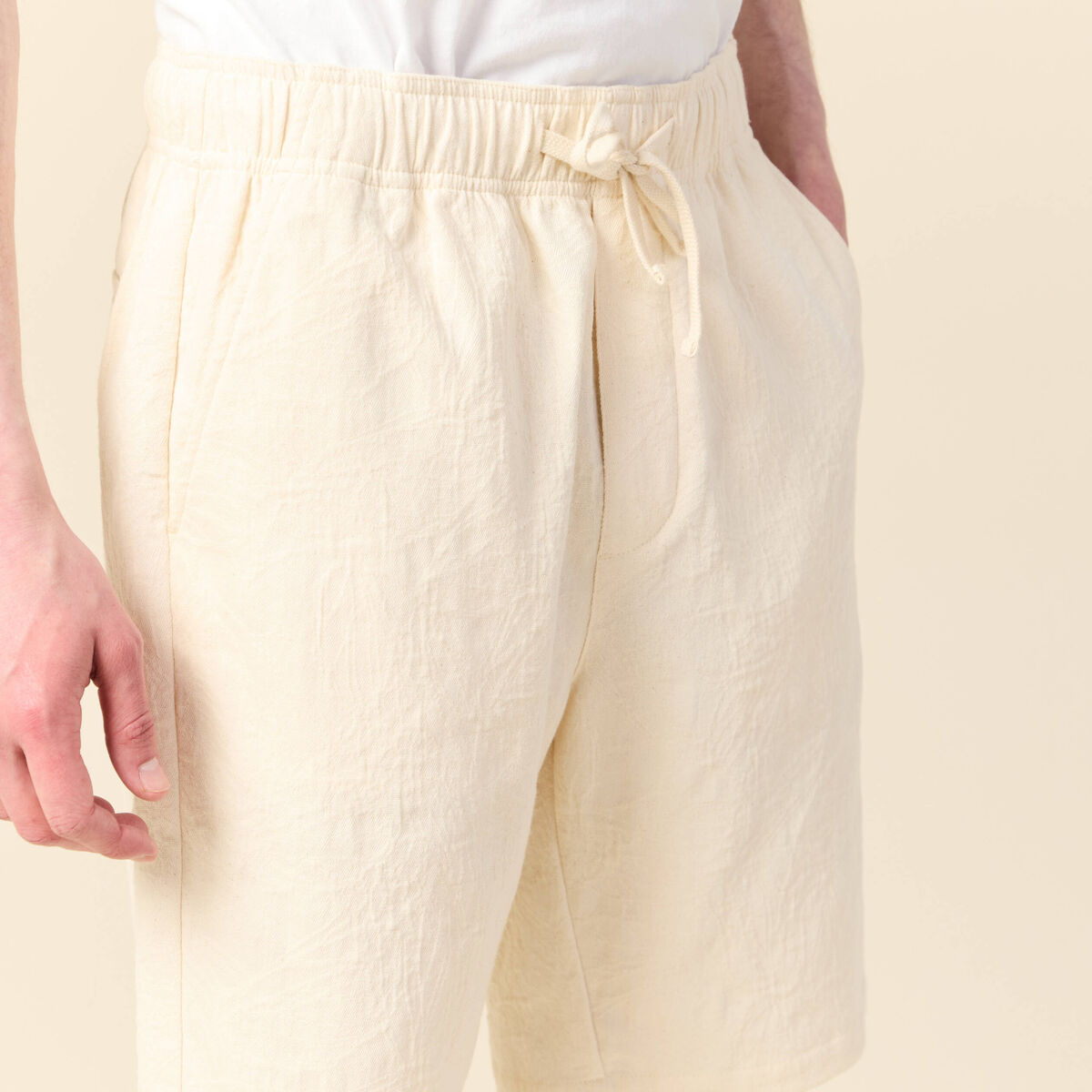 Bermuda droit à coulisse ecru homme