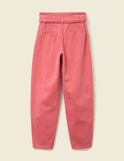 Pantalon slouchy taille haute en coton rose femme