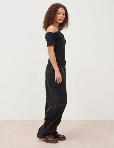 T-shirt ajust&eacute; manches courtes noir femme