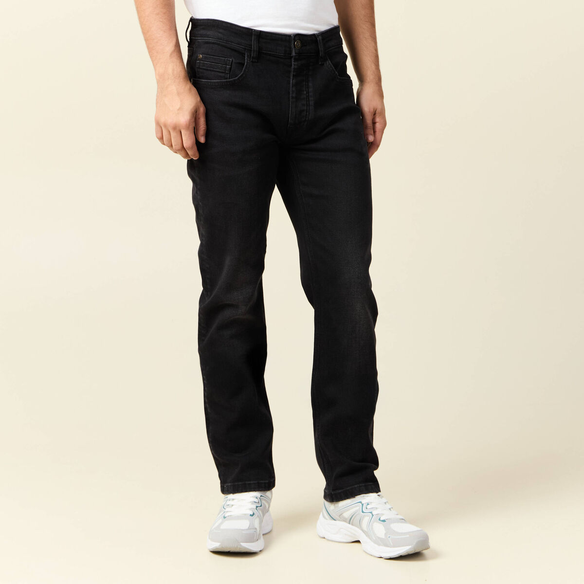 Jeans straight 5 poches denim noir homme