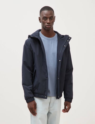 Parka coupe r&eacute;guli&egrave;re &agrave; capuche bleu marine homme