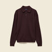 Polo ample manches longues col polo marron fonc&eacute; homme