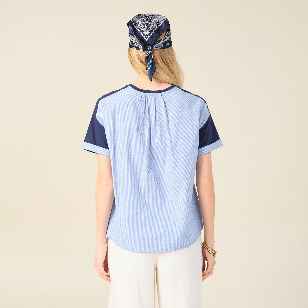 T-shirt manches courtes bleu marine femme