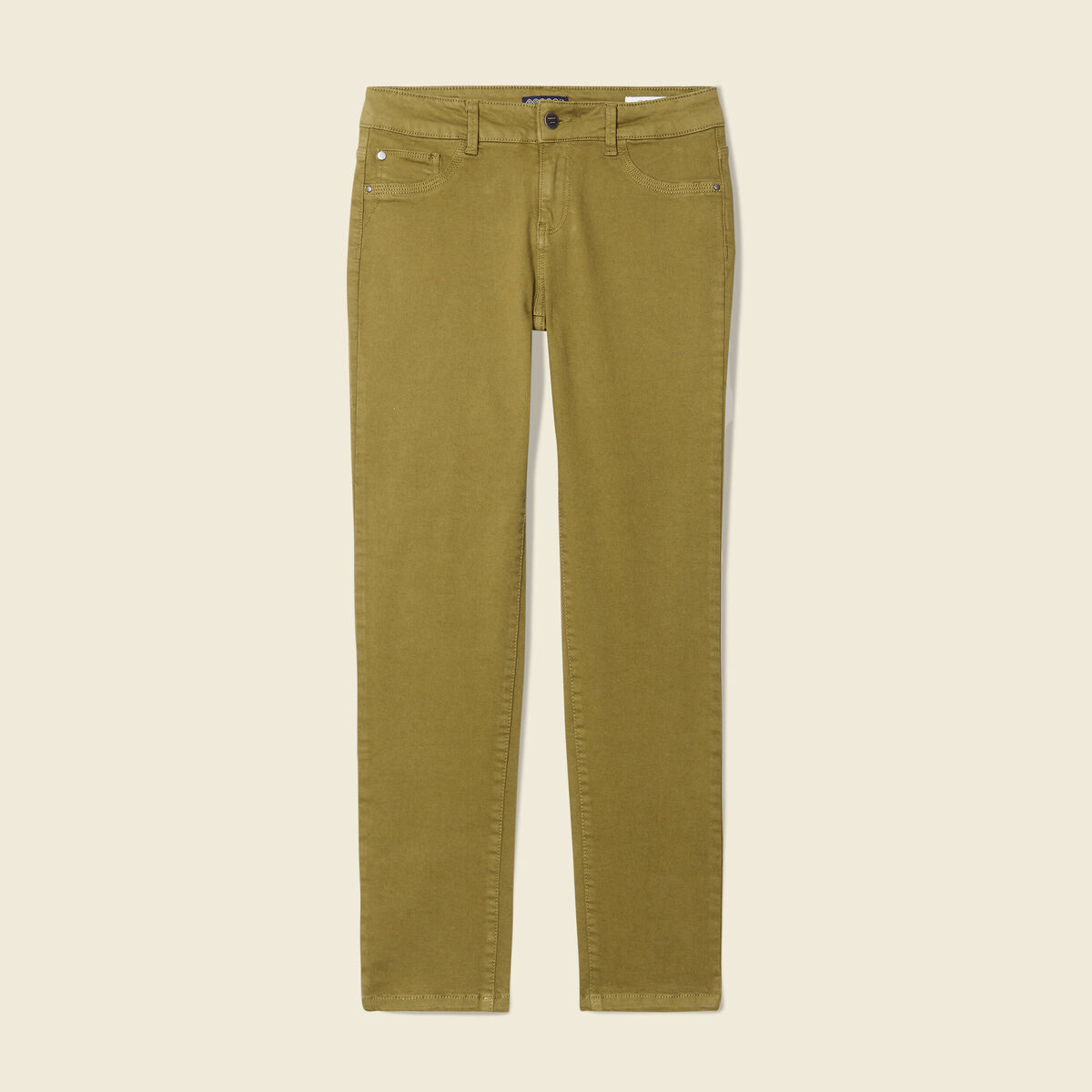 Pantalon slim 7/8ème vert kaki femme