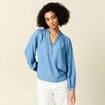 Blouse manches longues denim stone femme