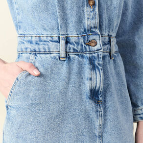 robe midi droite en jean denim used femme Robe midi droite en jean denim used femme