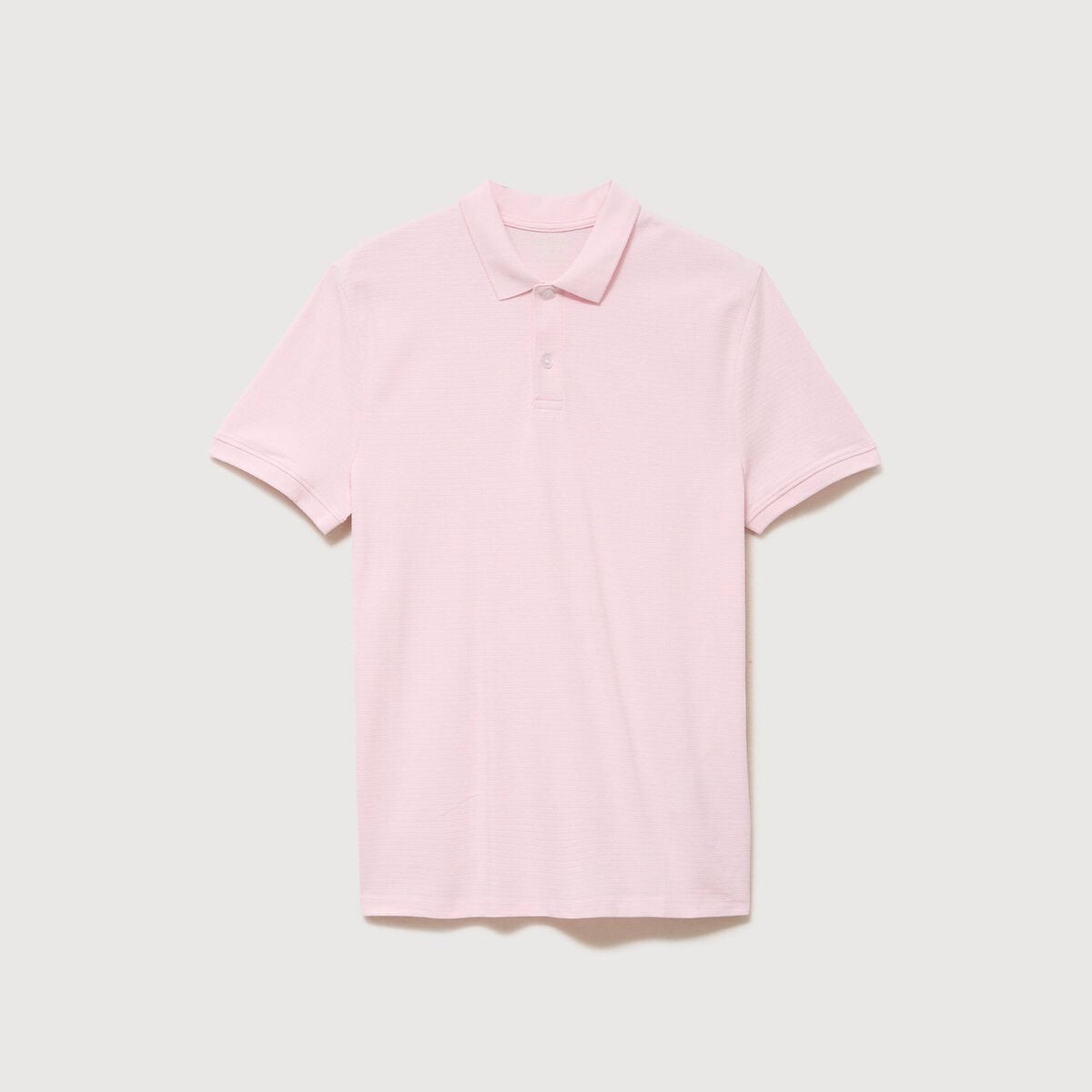 Polo cintr&eacute; en coton manches courtes rose homme