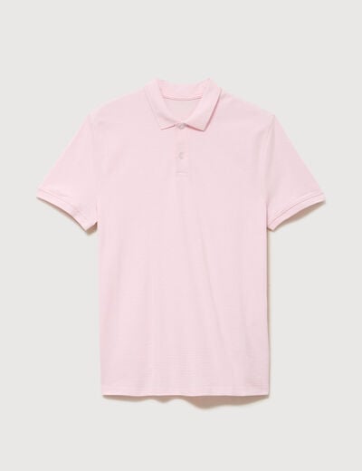 Polo cintr&eacute; en coton manches courtes rose homme
