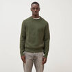 Pull droit col rond manches longues vert kaki homme