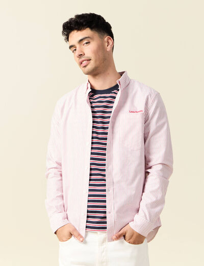 Chemise manches longues rouge fonc&eacute; homme