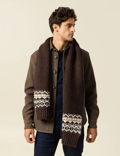 &Eacute;charpe d&eacute;tails jacquard marron fonc&eacute; homme
