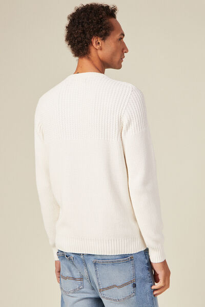 Pull manches longues ecru homme