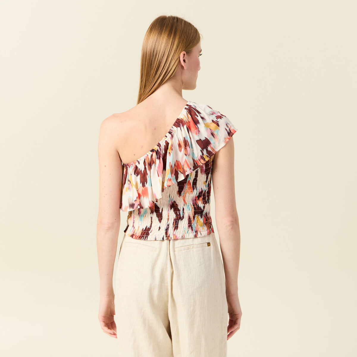 Blouse asymétrique sable femme