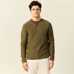 Pull manches longues vert kaki homme