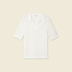 Pull manches courtes ajouré blanc femme