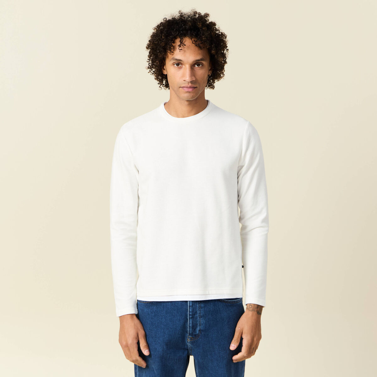 T-shirt manches longues ecru homme