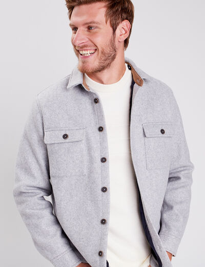 Surchemise manches longues doubl&eacute;e gris fonc&eacute; homme