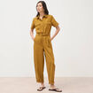 Combinaison salopette col am&eacute;ricain vert olive femme