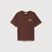 T-shirt droit en coton manches courtes marron cognac femme