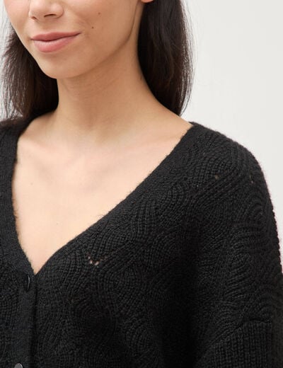 Gilet manches longues col v noir femme
