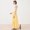 Jupe longue &eacute;vas&eacute;e en coton doubl&eacute;e jaune clair femme