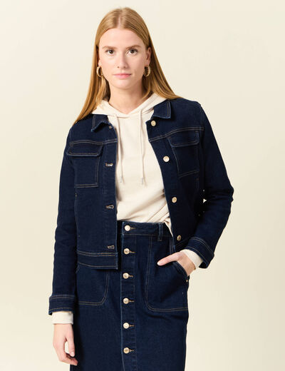 Veste en jean droite denim brut femme
