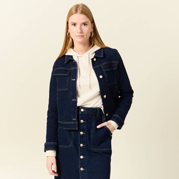 veste en jean droite denim brut femme Veste en jean droite denim brut femme