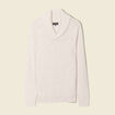 Pull manches longues col ch&acirc;le ecru homme