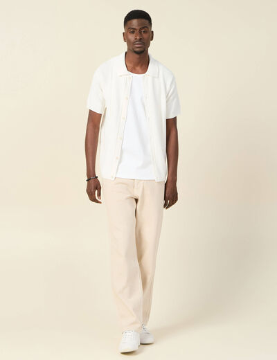 Chemise manches courtes tricot ecru homme