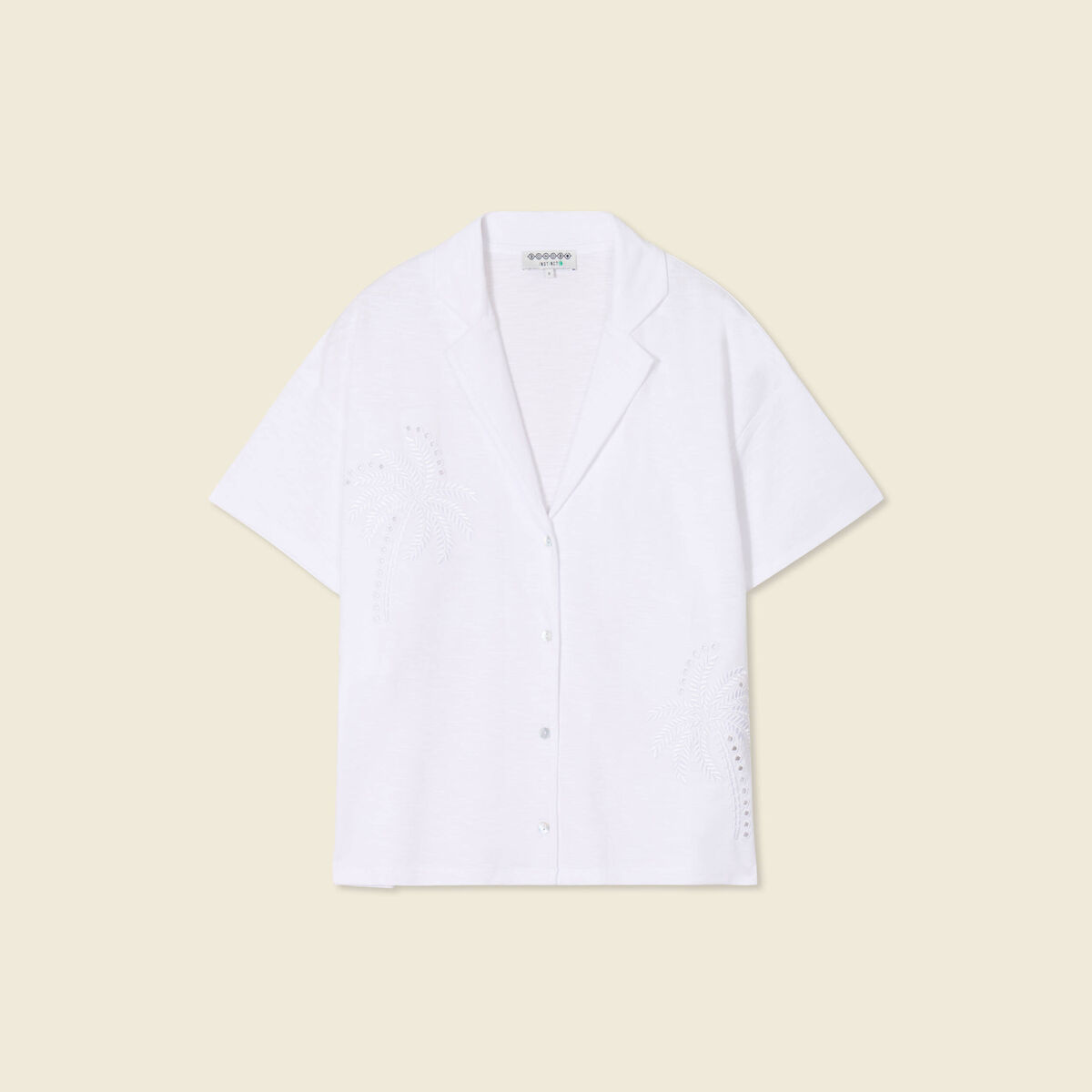 T-shirt manches courtes brodé blanc femme