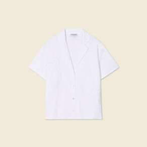 T-shirt manches courtes brodé blanc femme