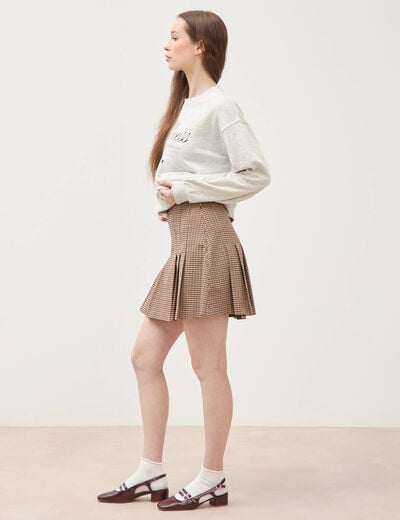 Mini-jupe doubl&eacute;e ficelle femme
