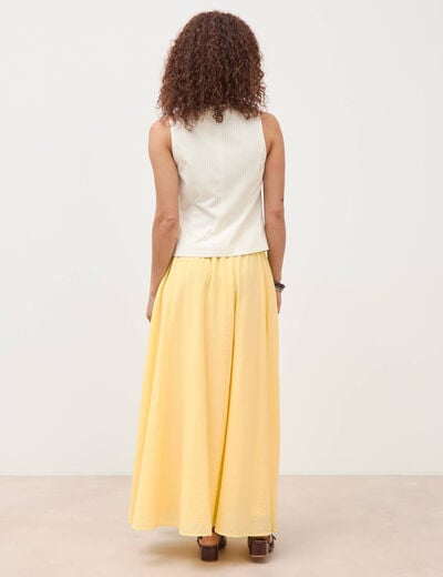 Gilet sans manches col rond doubl&eacute; ivoire femme