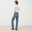Jeans straight 7/8&egrave;me taille haute denim stone femme
