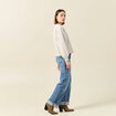 Sweat manches longues oversize creme femme