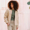 Veste oversize mi-longue en coton beige femme