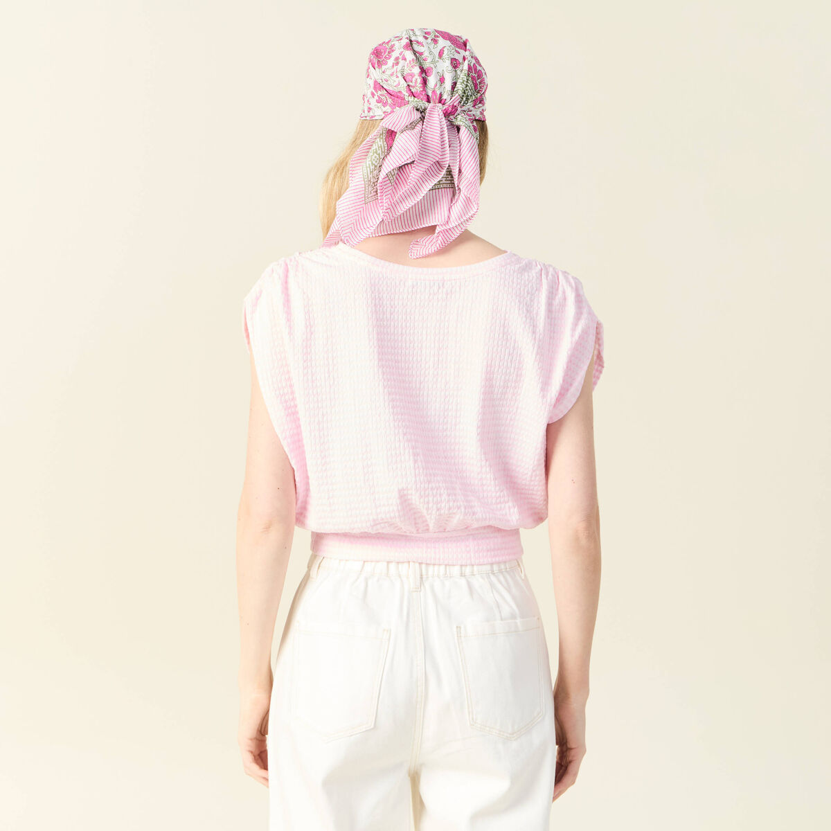 T-shirt manches courtes rose clair femme