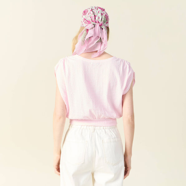 T-shirt manches courtes rose clair femme