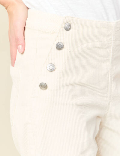 Pantalon large taille haute en velours ivoire femme