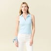 Polo sans manches bleu pastel femme