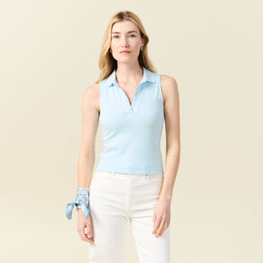 Polo sans manches bleu pastel femme