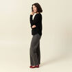 Pull manches longues col en V noir femme