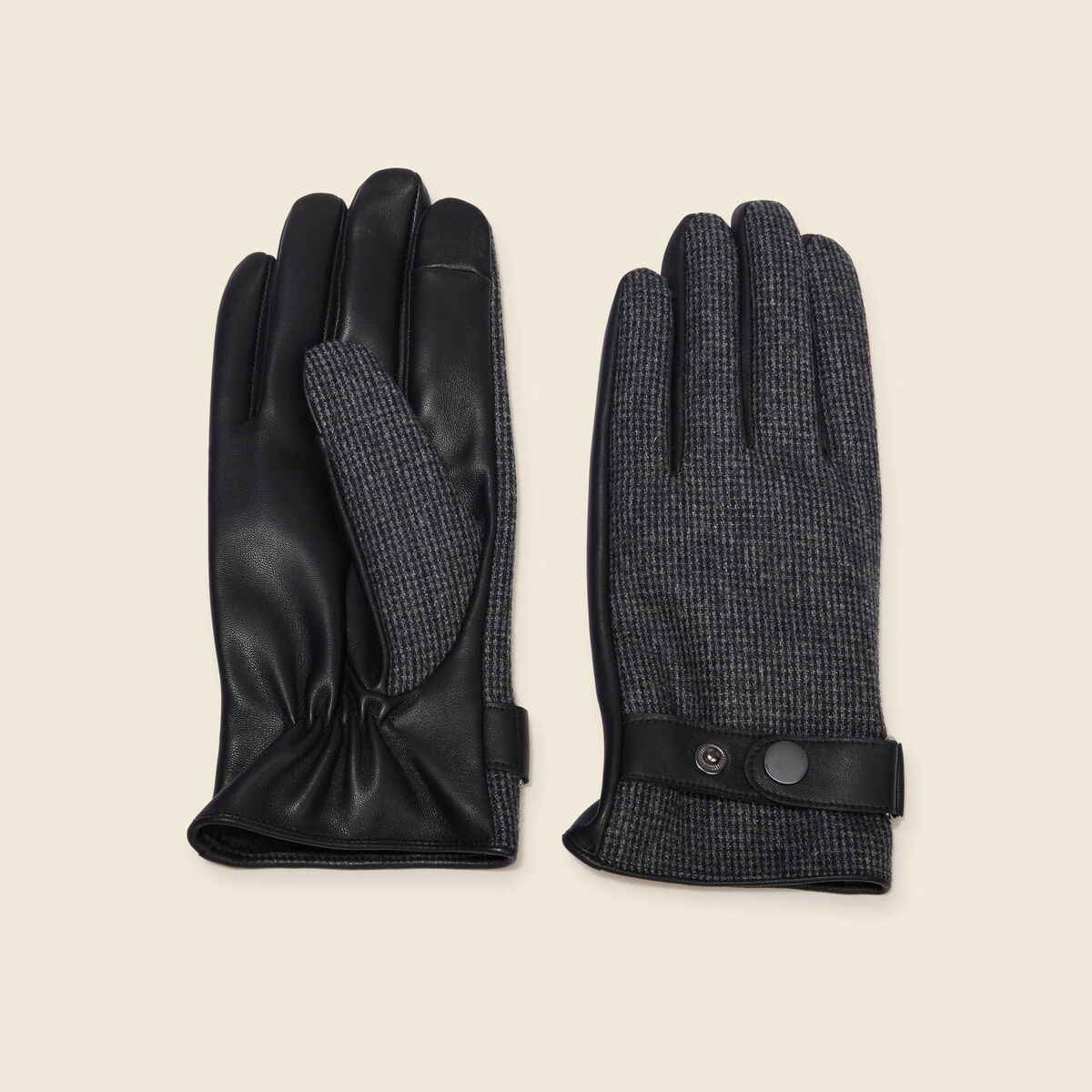 Coffrets de gants en cuir et laine noir homme