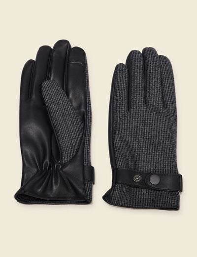 Coffrets de gants en cuir et laine noir homme