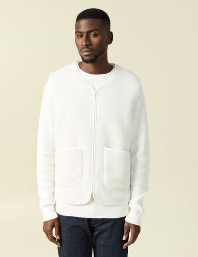 Sweat sans manches effet polaire ecru homme