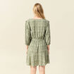 Robe évasée ceinturée vert kaki femme