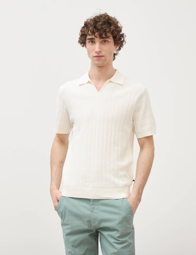 Polo manches courtes ecru homme