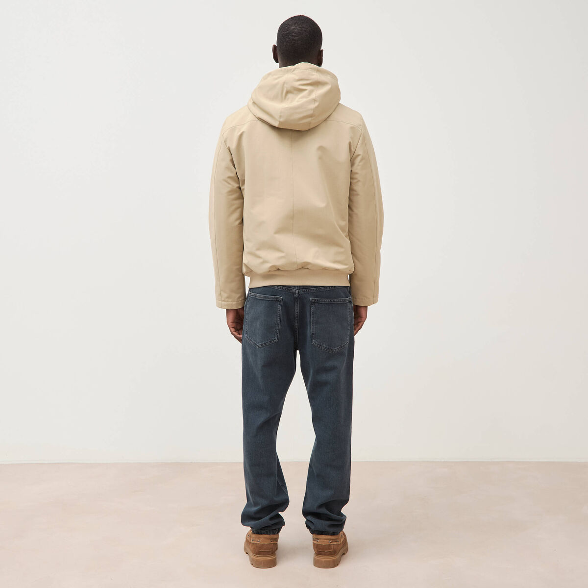 Parka courte &agrave; capuche beige homme
