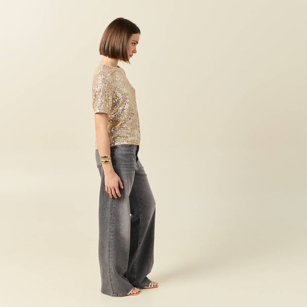 T-shirt manches courtes creme femme
