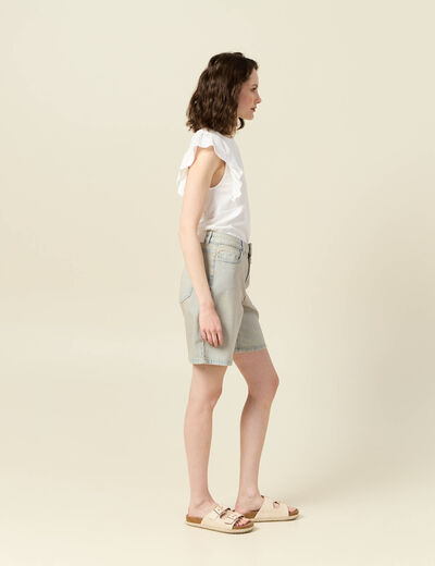 Bermuda droit en jean bleu ciel femme